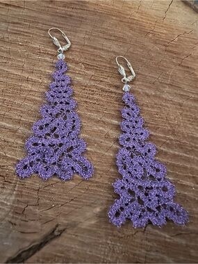 Purple Lace Drop Earrings - Women Jewelry